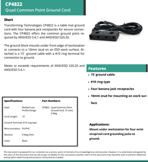 Low Profile Quad Cpt, 4mm, 15', Male Data Sheet