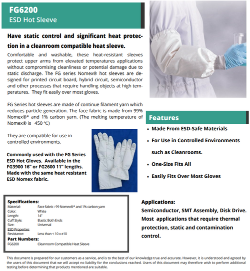 Static Safe Hot Sleeve 18", Universal Size Data Sheet