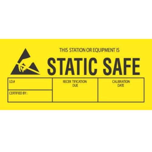 1-3/4 x 3, "This Station Or Equipment Is Static Safe"