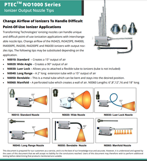 Output Nozzle 15 Degree Spray W/2" Straight Extension Data Sheet 1