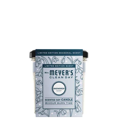 mrs meyers snowdrop soy candle large english label label