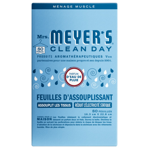 Emballage du produit – visuel avant de la boîte de feuilles assouplissantes Mrs. Meyer’s Clean Day.FR
