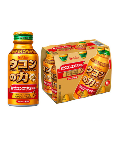House Turmeric Ukon Extract Drink, 100ml Bottle Can (6 Bottles)
