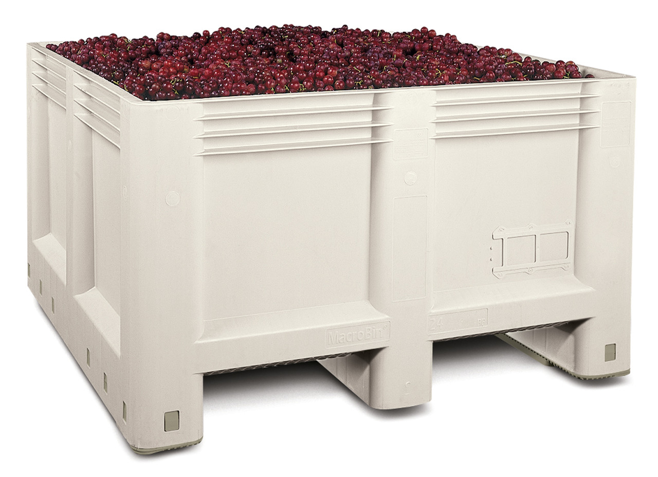 Model 24 solid bin ideal for collection, transport and fermentation.  Optional rotating bars available.