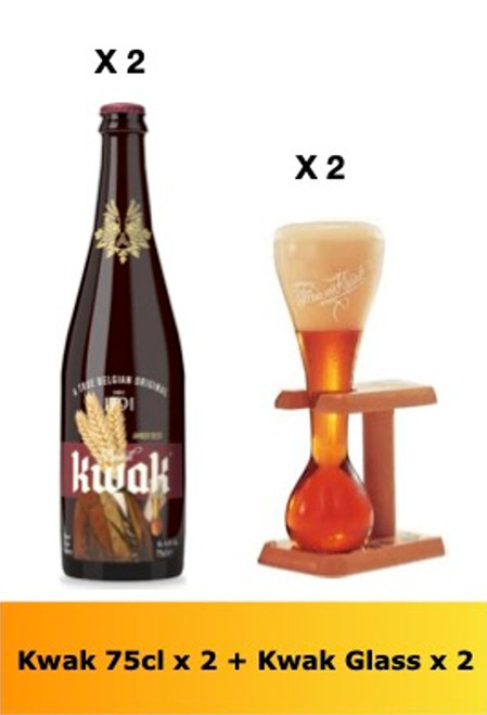 The KWAK box contains 2 KWAK bottles in 75cl and 2 KWAK glasses of 37.5cl
