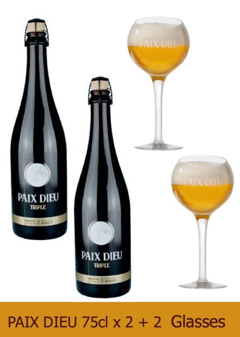 Le coffret Paix Dieu contient 2 x Paix Dieu 75cl et 2 verres            