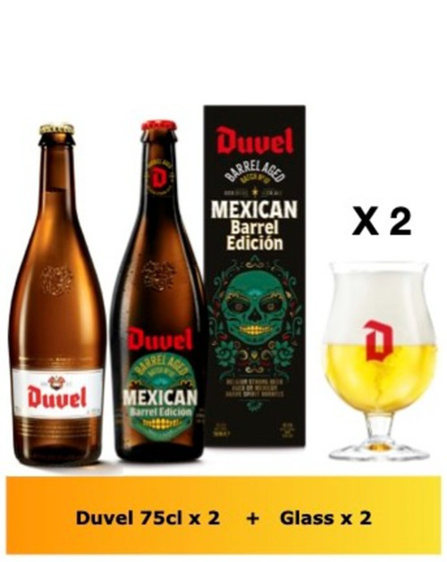 Duvel : 2 x 75cl  2 bicchieri