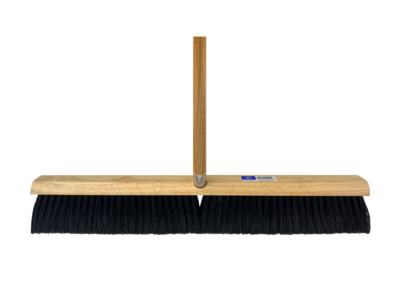 24 in. Black Plastic Push Broom with M60 Threaded Handle ToolPro