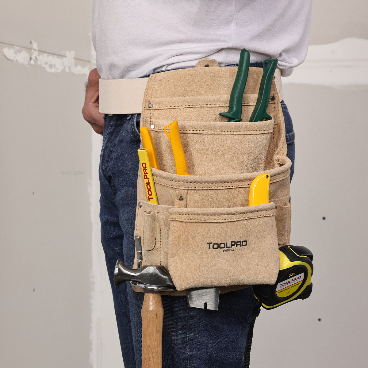10 Pocket Nail Pouch Suede - ToolPro