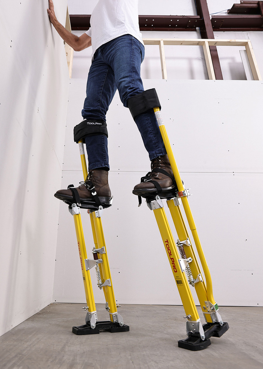 Adjustable Stilts Straps Kit For Drywall And Painting – 2 Sets With Nylon Foot Bands, Screws, And Spacers (Blue)