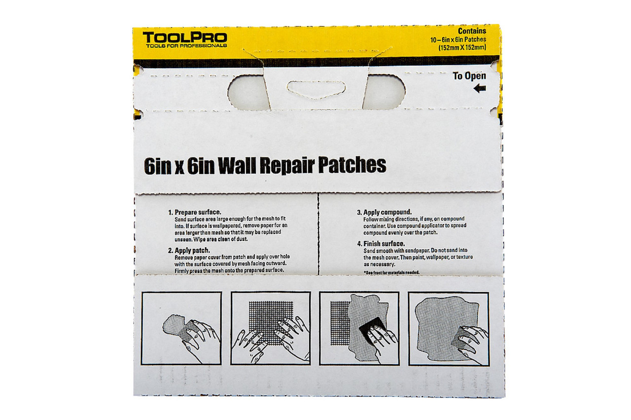 Self-Adhesive Wall Patches, Aluminum Back, 6″ x 6″, 10-Pack