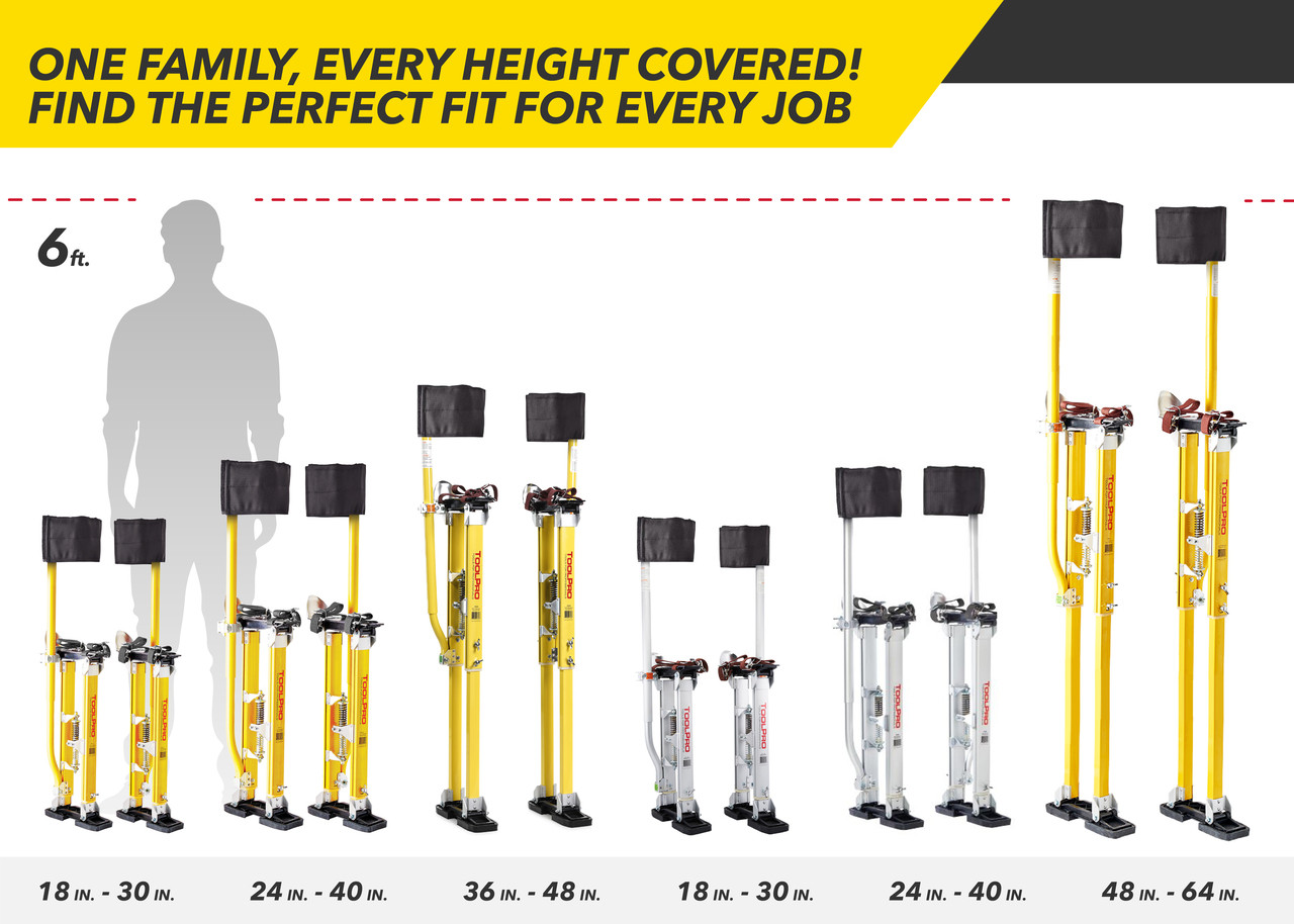 Adjustable Stilts Aluminum - 18 in. to 30 in. With Soft Straps