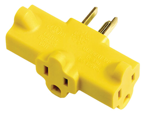 Triple Outlet Pow-R-Block Adapter - YELLOW