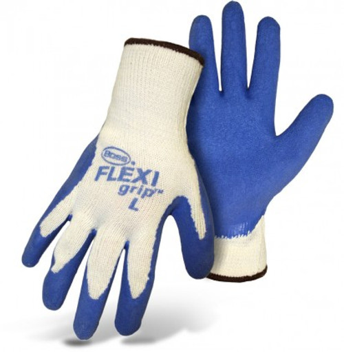 XL FLEXI Grip Blue Latex Palm String Knit Gloves - 12 Pair