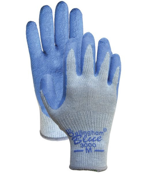 XL Blue Poly/ Cotton Knit Work Gloves with Natural Rubber Palm Coating - 12 Pair