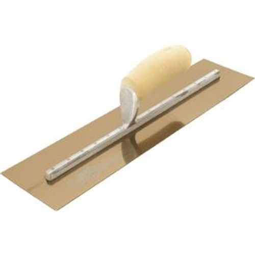 14 in. x 5 in. Golden Stainless Steel Finishing Trowel with Wood Handle