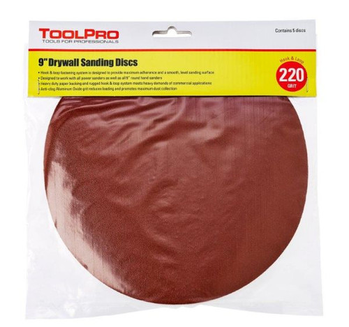 9 in. Drywall Sanding Discs - 220 Grit Hook & Loop - 25 Pack