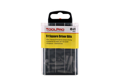 #1 Square Drive Bit Tips - Interlocking Storage Box of 50