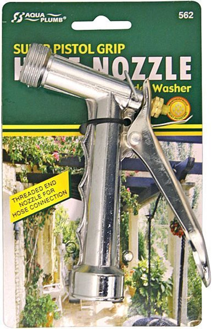Super Pistol Grip Chromed Hose Nozzle with Threaded End