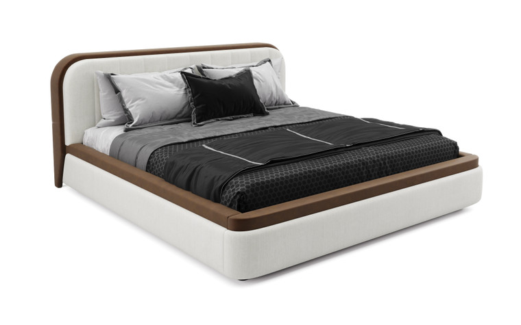 Cosmopolitan Modern Brown Beige   Leather Storage Bed