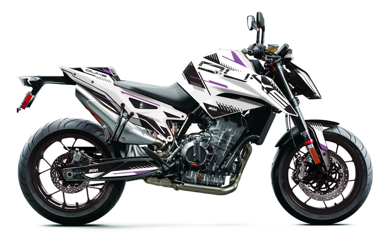 REFRACT White KTM Duke Full Graphics Kit - SKDA Moto Creative - EU