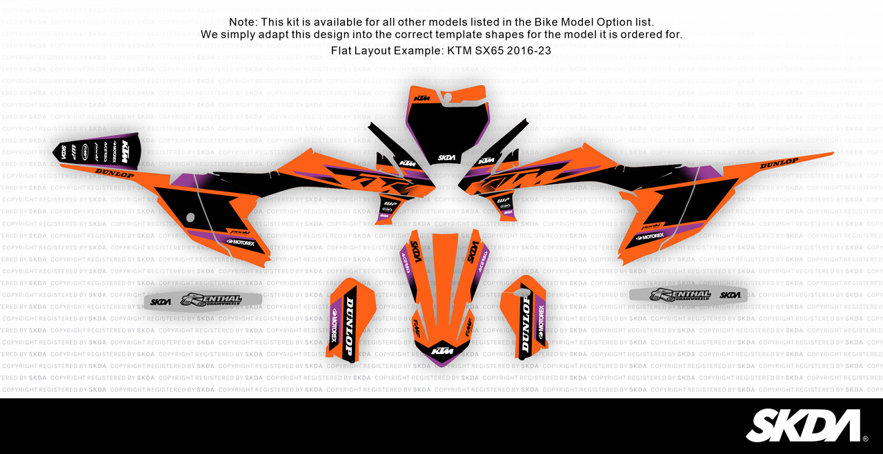 Ktm Mini Graphics FURY Org/Ppl KTM Mini Bike Full Graphics Kit - SKDA - AU Store