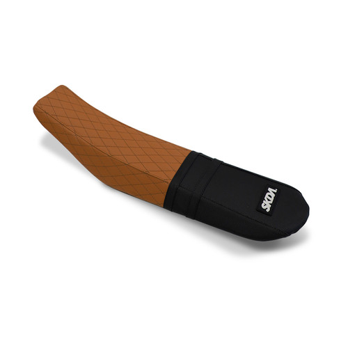 Tan and Black Diamond Seat Cover designed and manufactured by SKDA Moto Creative