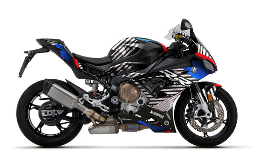 PROTO CHROME Red/Blue S 1000 RR Full Graphics Kit designed and manufactured by SKDA Moto Creative.