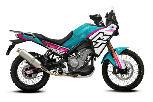 ALARM Pink/White MT450 Full Graphics Kit designed and manufactured by SKDA Moto Creative.