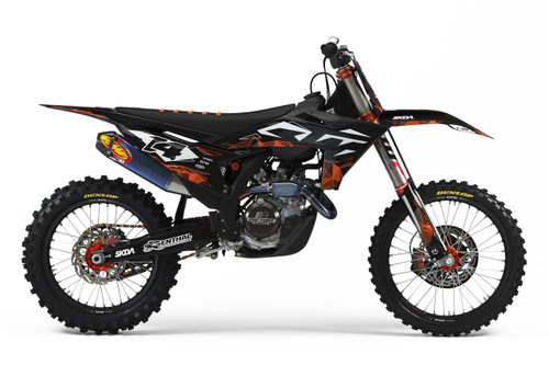 RIDGE Blk/Org KTM Full Graphics Kit designed and manufactured by SKDA Moto Creative.