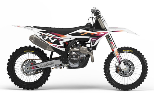 HUE Wht/Org KTM Full Graphics Kit designed and manufactured by SKDA Moto Creative.