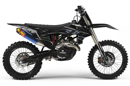 SHOCK CHROME Silver KTM Full Graphics Kit designed and manufactured by SKDA Moto Creative.