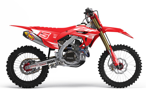 SMOKE V2 Red/Wht CR/CRF Full Graphics Kit designed and manufactured by SKDA Moto Creative.