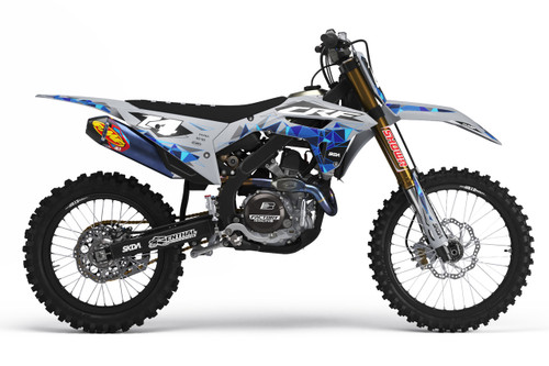 RIDGE Grey/Blue CR/CRF Full Graphics Kit designed and manufactured by SKDA Moto Creative.
