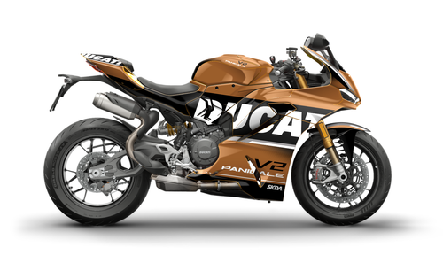 VERSARIO CHROME Bronze/Blk Panigale Full Graphics Kit designed and manufactured by SKDA Moto Creative.