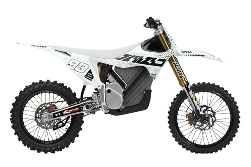 SCOSSA White Stark Varg Full Graphics Kit designed and manufactured by SKDA Moto Creative.