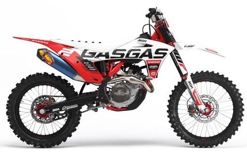 PULSE Wht/Red GasGas Full Graphics Kit designed and manufactured by SKDA Moto Creative.
