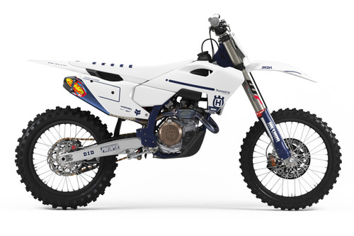 AWOL Wht/Nvy Husqvarna Full Graphics Kit designed and manufactured by SKDA Moto Creative.