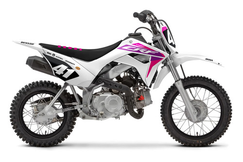 AERO Wht/Pink Honda Mini Bike Full Graphics Kit designed and manufactured by SKDA Moto Creative.