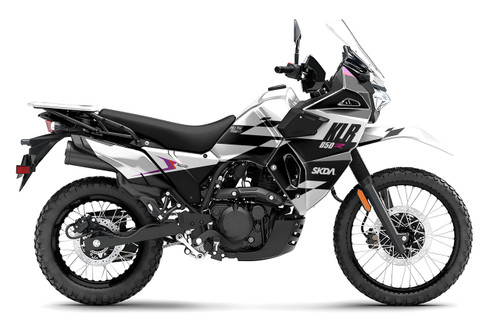 CHEEKS White KLR Full Graphics Kit designed and manufactured by SKDA Moto Creative.