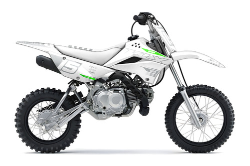 SMOKE V2 Wht/Grey Kawasaki Mini Bike Full Graphics Kit designed and manufactured by SKDA Moto Creative.