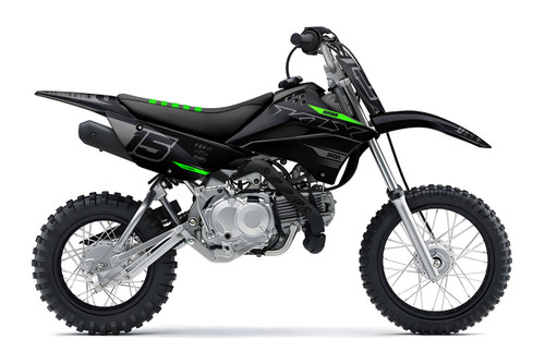 SMOKE V2 Blk/Grn Kawasaki Mini Bike Full Graphics Kit designed and manufactured by SKDA Moto Creative.