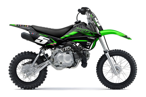 PODIUM Black Kawasaki Mini Bike Full Graphics Kit designed and manufactured by SKDA Moto Creative.