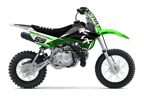 BEAST White Kawasaki Mini Bike Full Graphics Kit designed and manufactured by SKDA Moto Creative.