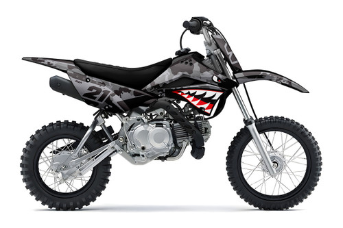 BOMBER Black Kawasaki Mini Bike Full Graphics Kit designed and manufactured by SKDA Moto Creative.