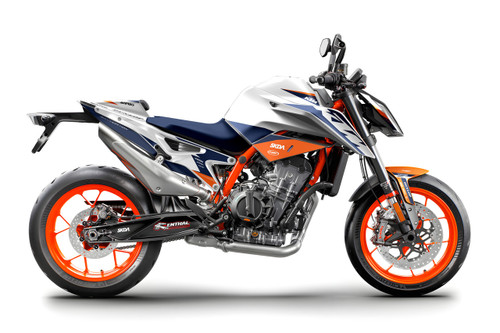 CENTRALIZE White KTM Duke Full Graphics Kit designed and manufactured by SKDA Moto Creative.