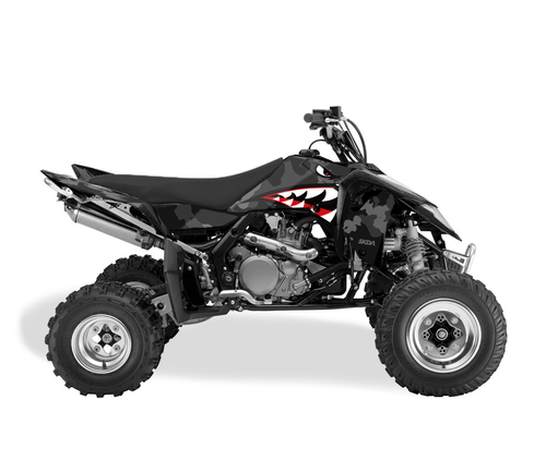 BOMBER Black Suzuki ATV Full Graphics Kit designed and manufactured by SKDA Moto Creative.