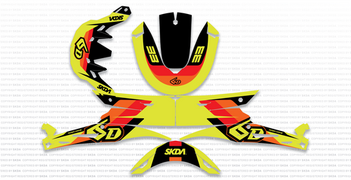 PIN Yellow 6D Helmet Graphics Kit designed and manufactured by SKDA Moto Creative.