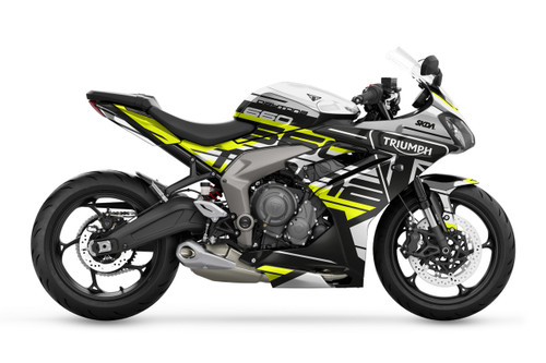 VELOCITY White Daytona Full Graphics Kit designed and manufactured by SKDA Moto Creative.