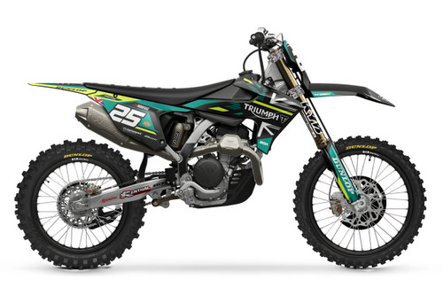 UNION Teal Triumph TF Full Graphics Kit designed and manufactured by SKDA Moto Creative.